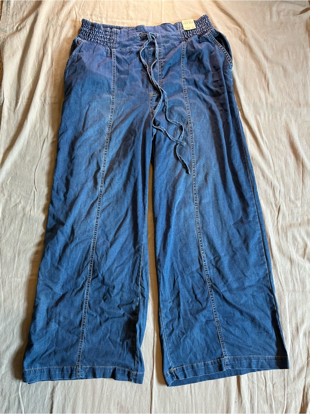 One 5 One Women’s High Rise Wide Leg Chambray Pants Size XL